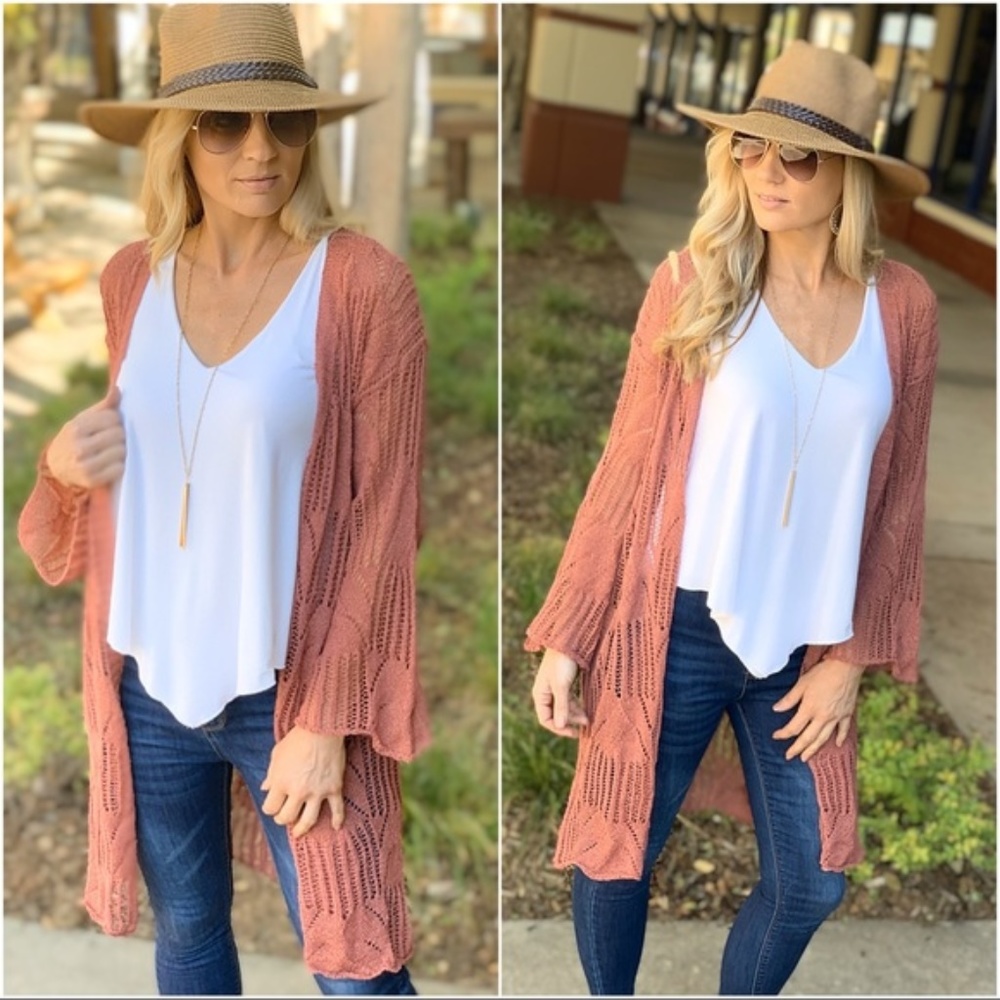 THIS IS NO DREAM CROCHET CARDIGAN-CINNAMON - Picture 4 of 6